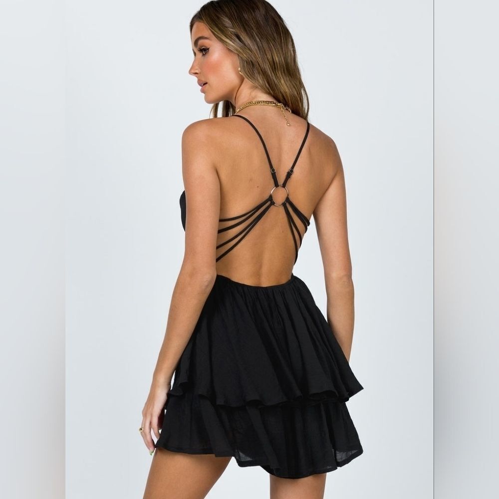 Princess Polly Black Jude Sleeveless Draped Neckline Open Back Romper Size 2US - Picture 5 of 5
